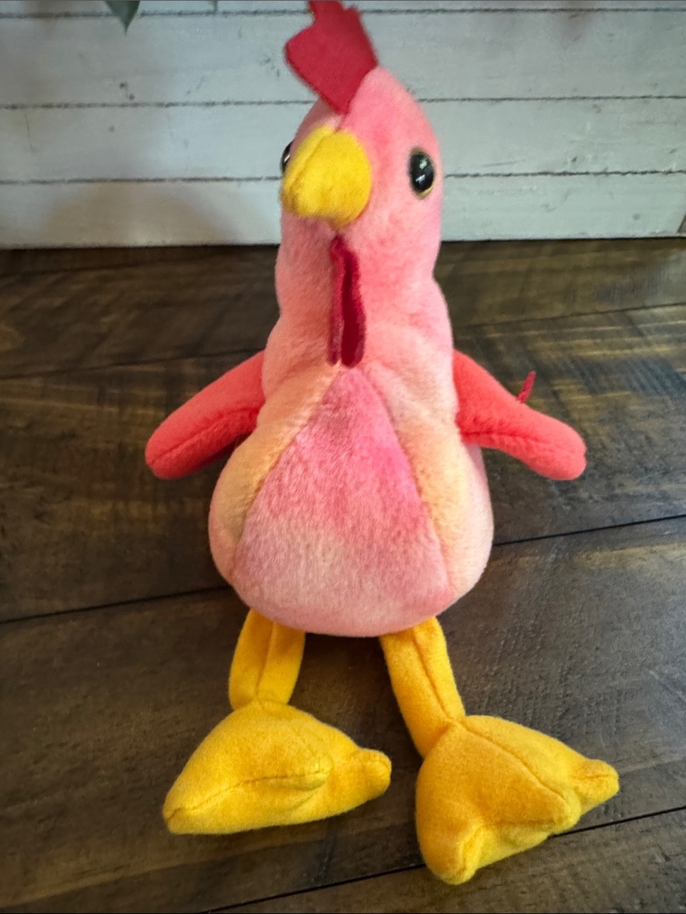 Beanie baby “STRUT” - Ty Pink and Yellow Plush Bird Toy